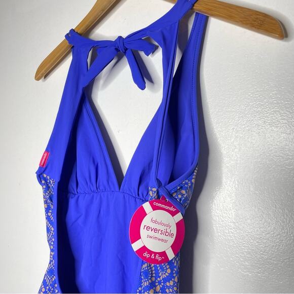 Commando Blue reversible swimsuit Lace Print New! Small - Picture 6 of 9